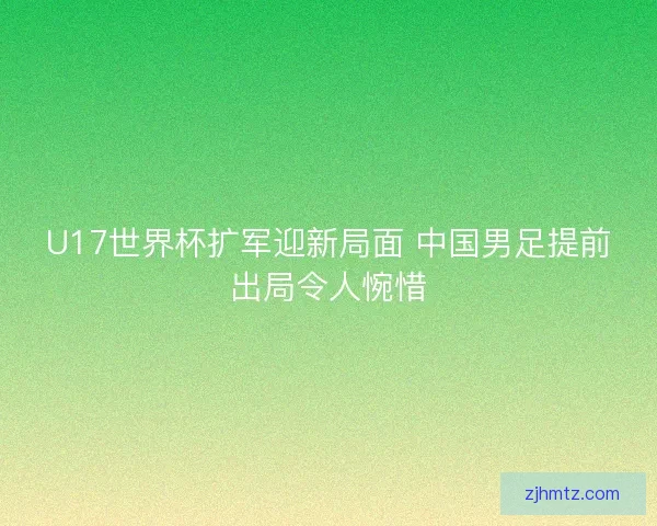 U17世界杯扩军迎新局面 中国男足提前出局令人惋惜